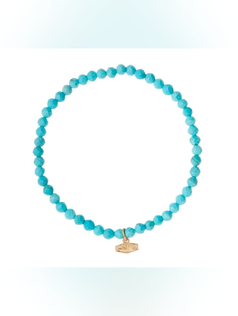 Turquoise Bead Stretch Stacking Bracelet with Charm